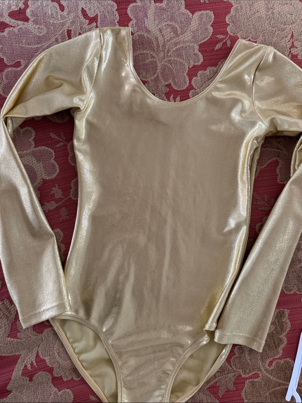 Kids Metallic Gold Long-Sleeve One-Piece Dance Leotard Size 7/8 NWOT